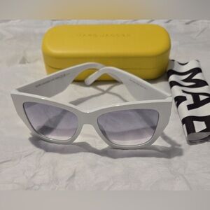 MARC JACOBS 695/S 0HYMI C  The Bold Logo Square Mirrored Sunglasses WHITE/GRAY
